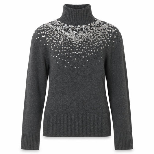 River Island Women’s Grey Sequin Roll Neck Jumper Size 8