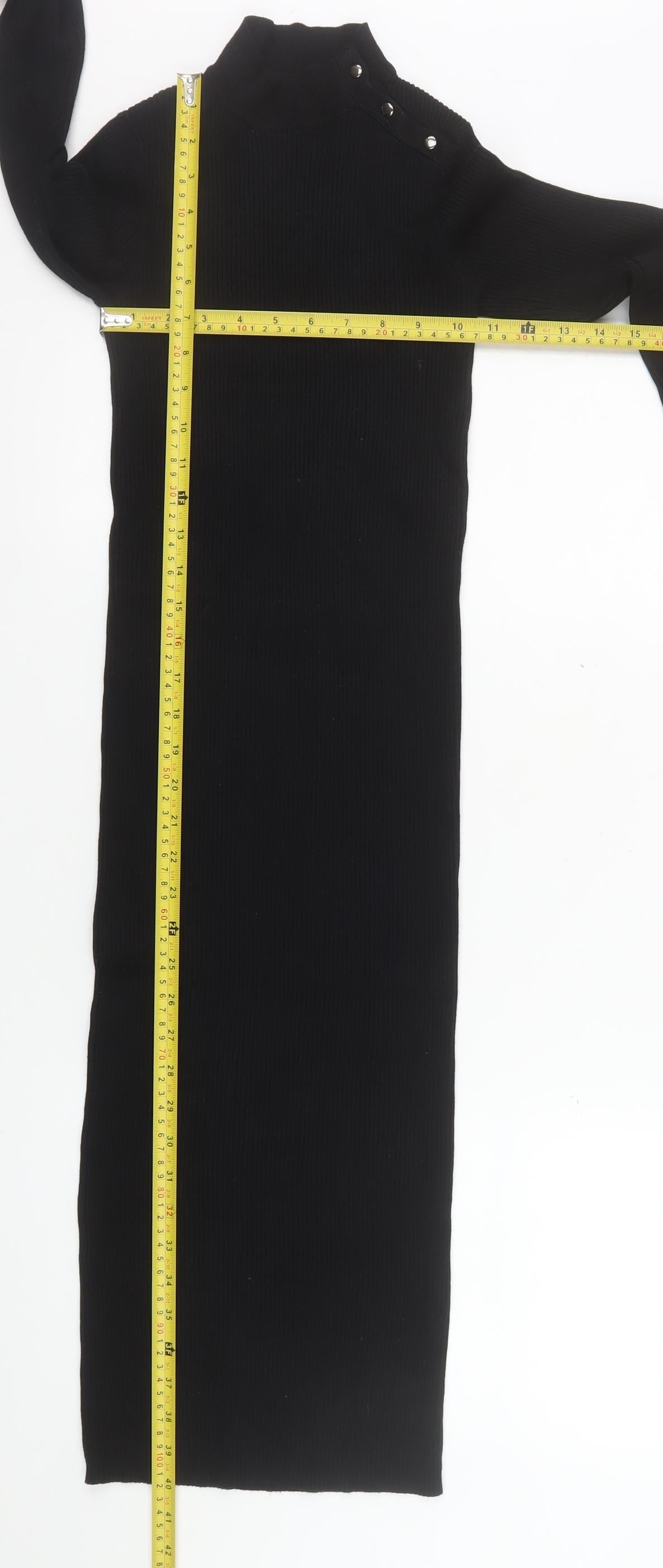 Bershka Women Black Knit Bodycon Midi Dress Size S