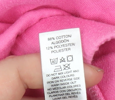 Dunnes Stores Girls Pink Pullover Hoodie 4-5 Years Graphic Print Cotton Blend