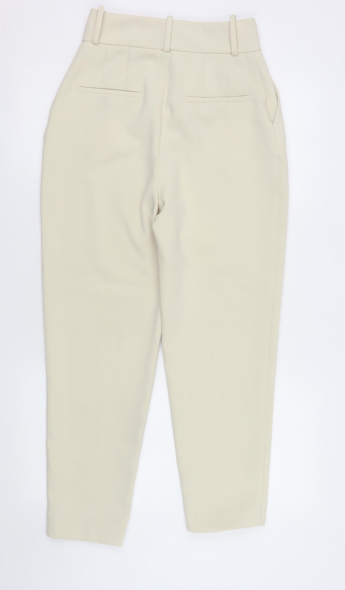 Zara Women Beige Slim Fit Pleated Tapered Trousers XS