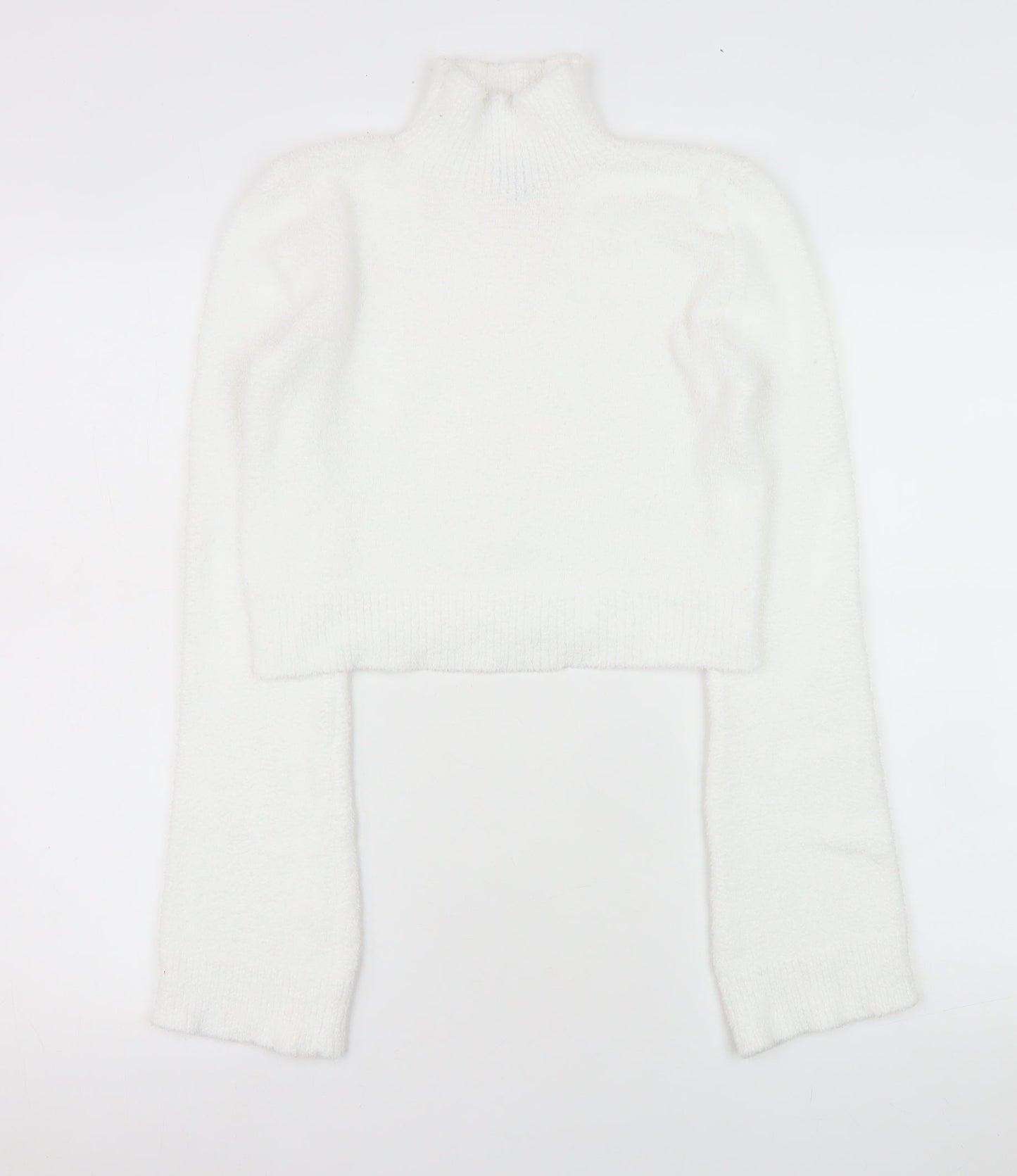 PrettyLittleThing Womens White Roll Neck Knit Jumper XS