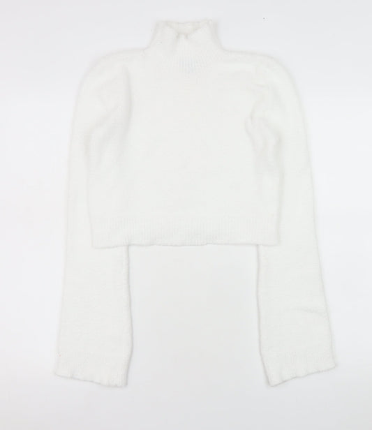 PrettyLittleThing Womens White Roll Neck Knit Jumper XS