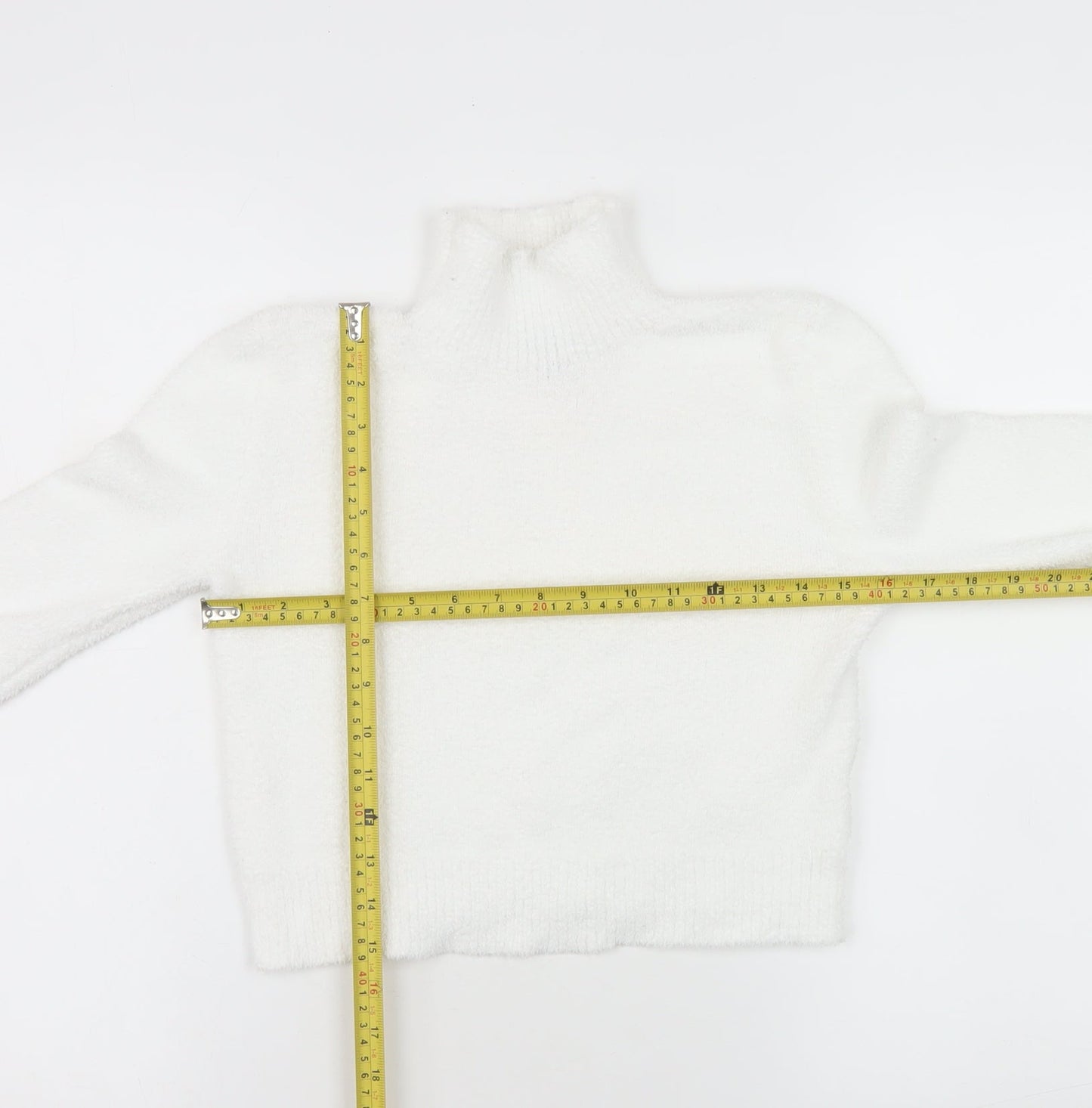 PrettyLittleThing Womens White Roll Neck Knit Jumper XS