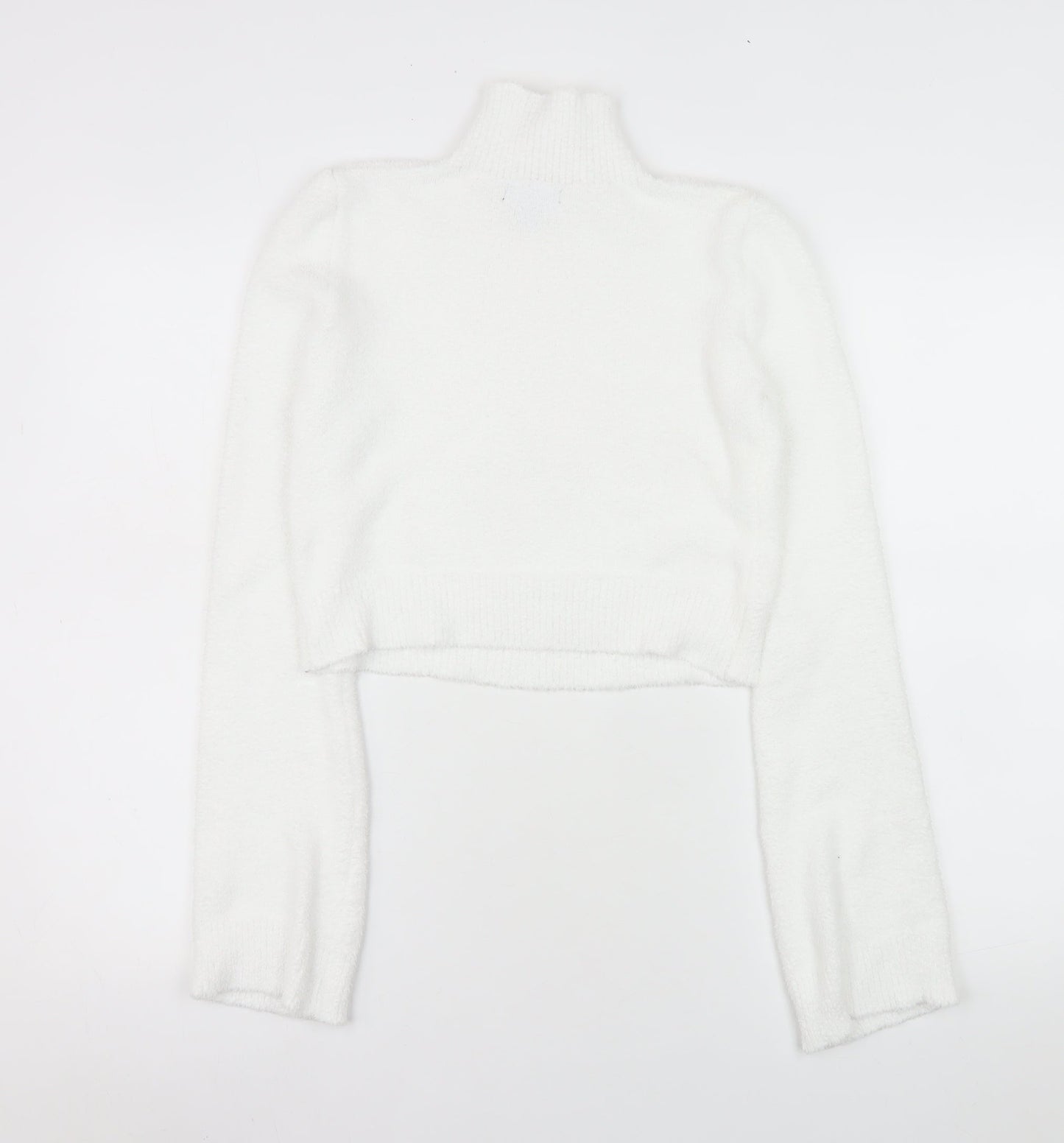 PrettyLittleThing Womens White Roll Neck Knit Jumper XS