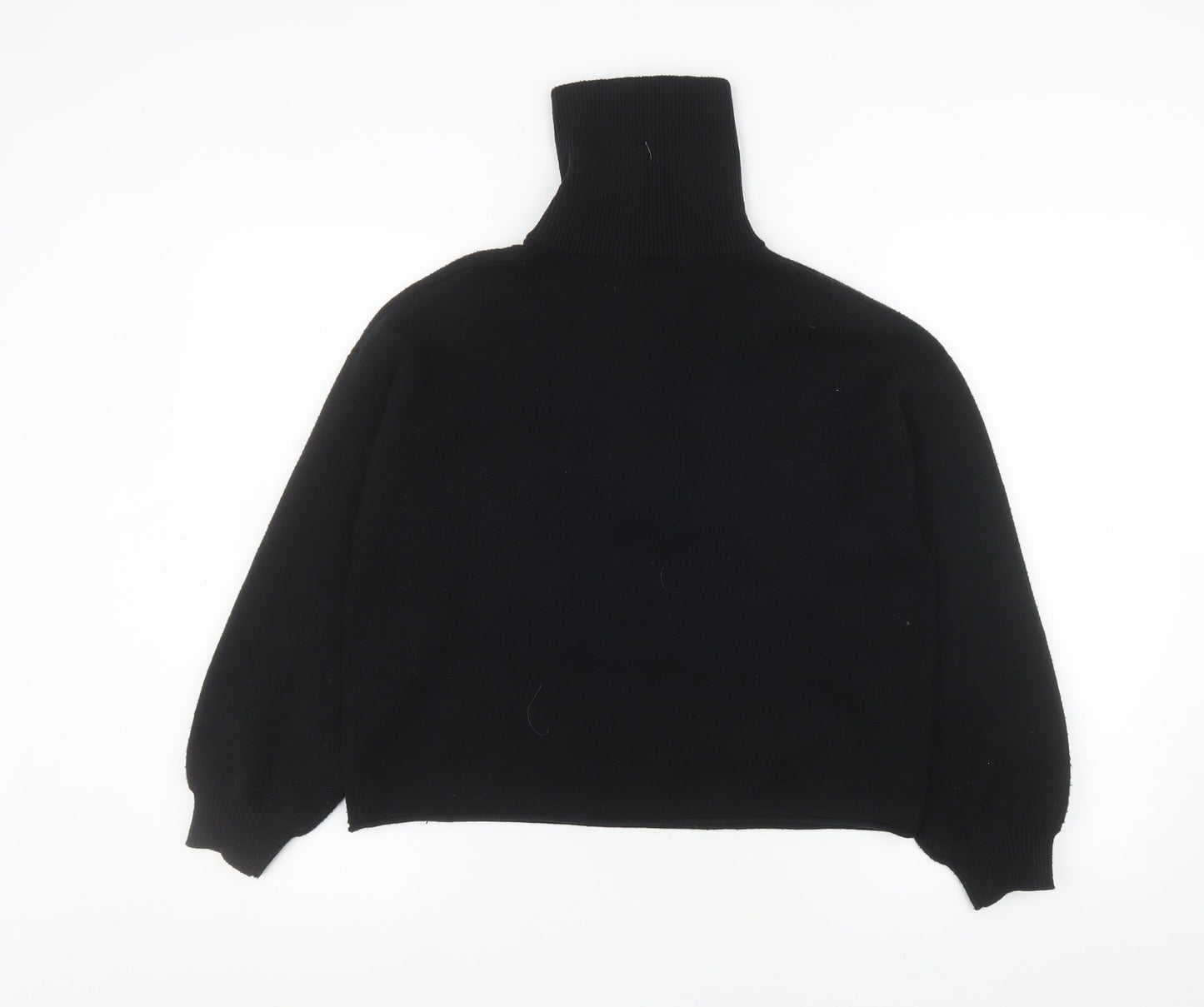 Stradivarius Women's Black XS 1/2 Zip High Neck Pullover Sweatshirt