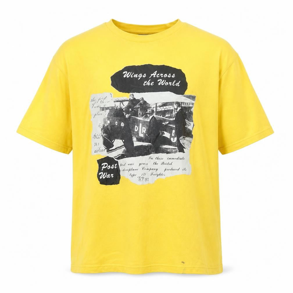 John & Rose Men’s Yellow Graphic Post War T-Shirt L Short Sleeve Cotton