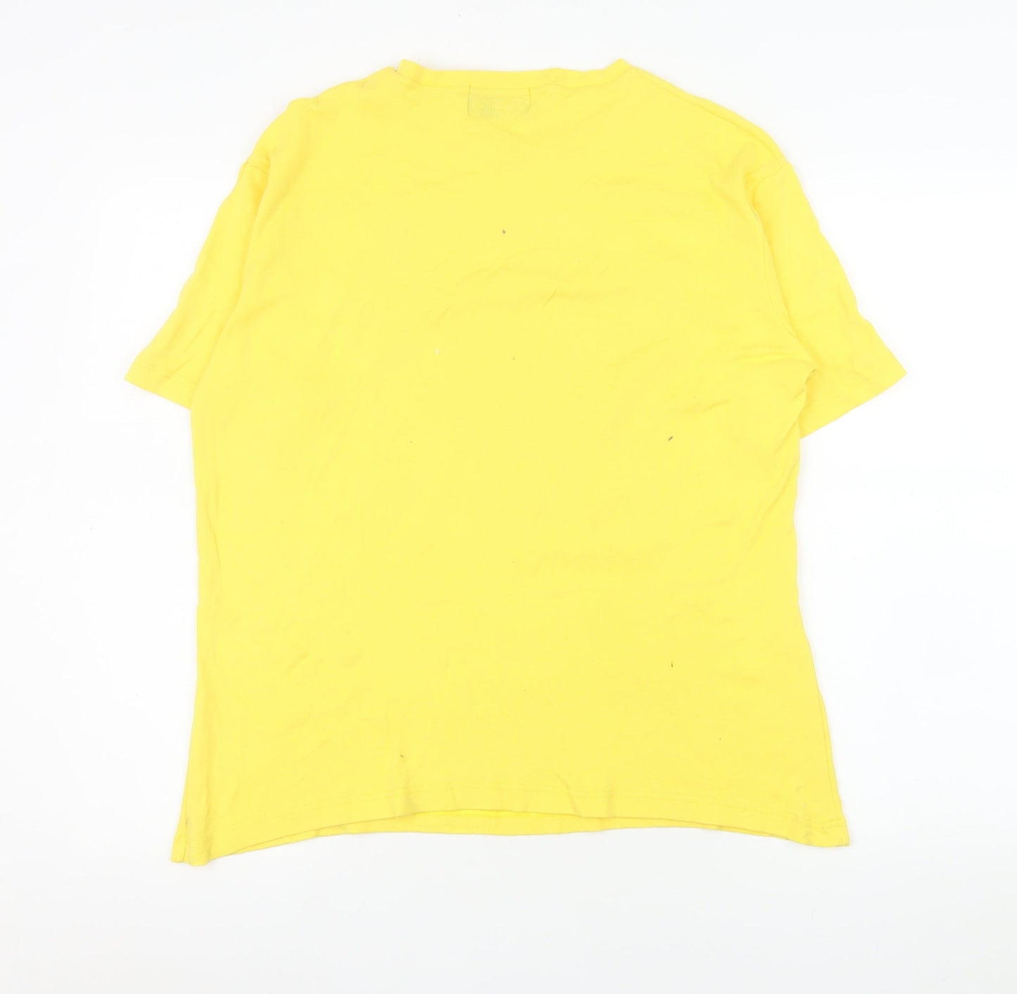 John & Rose Men’s Yellow Graphic Post War T-Shirt L Short Sleeve Cotton