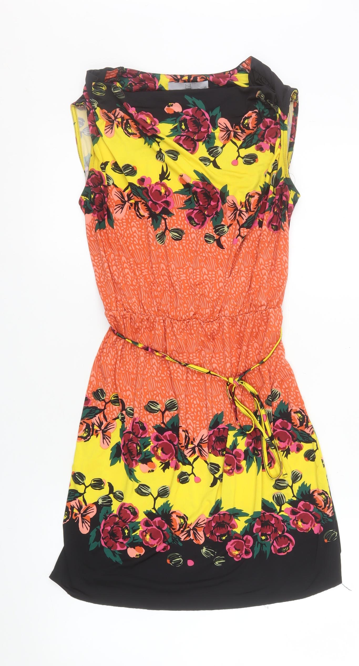 TU Women’s Multicoloured Floral Knee Length A-Line Dress Size 10