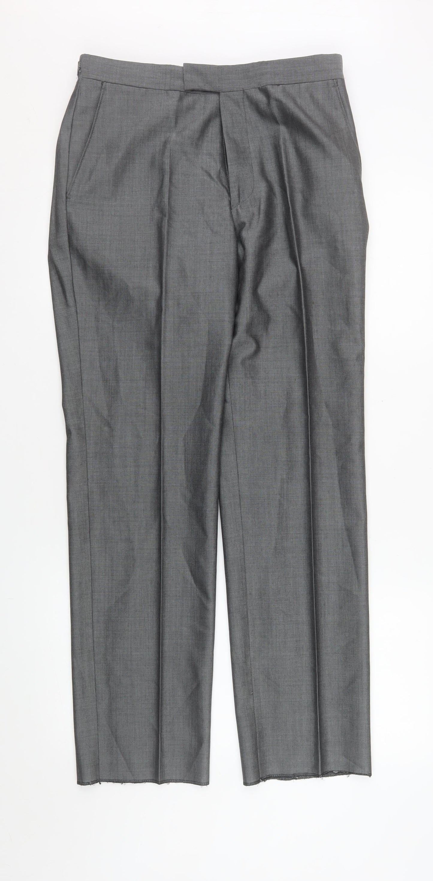 Torre Men's Grey 30S Pleated Dress Pants Wool Blend Formal Trousers