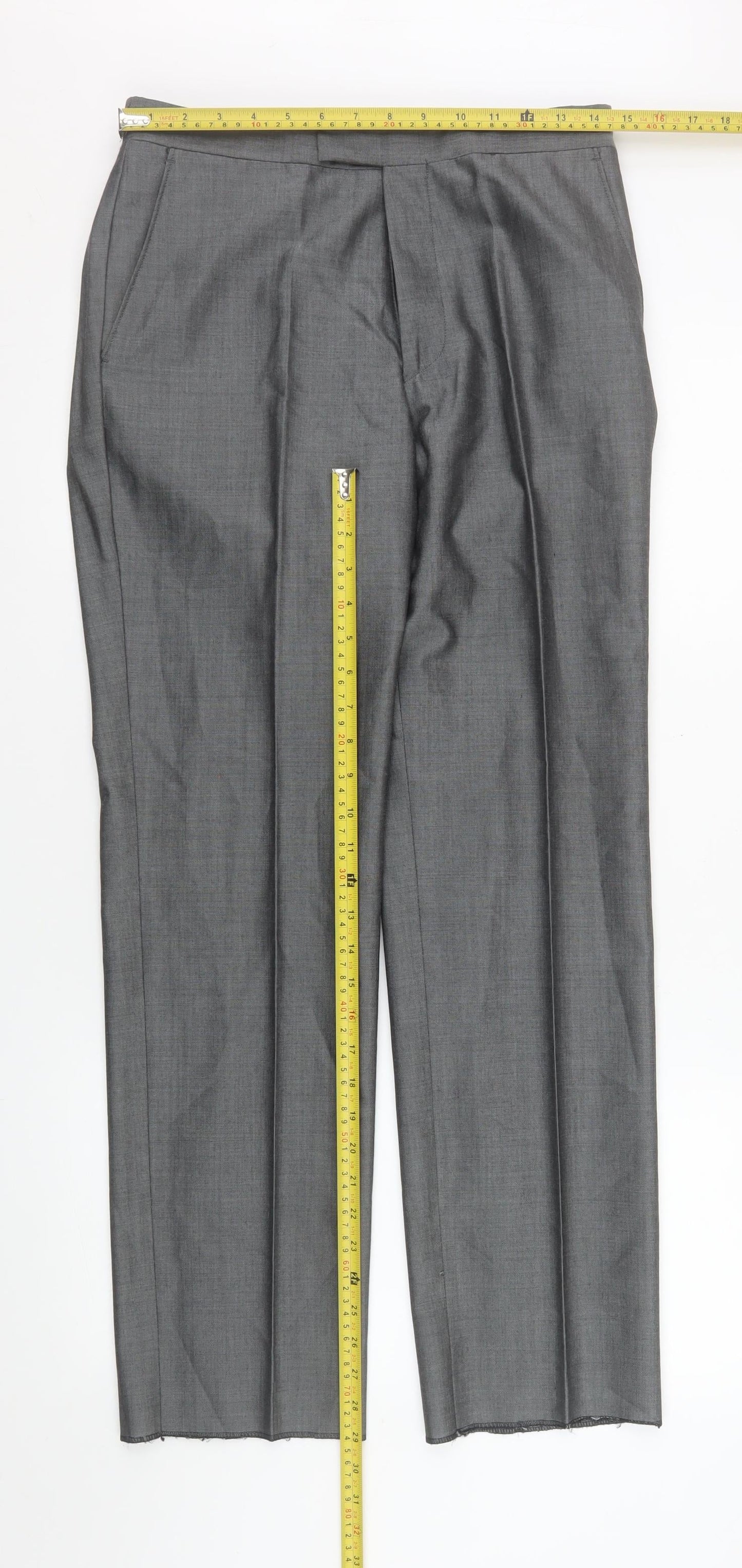 Torre Men's Grey 30S Pleated Dress Pants Wool Blend Formal Trousers