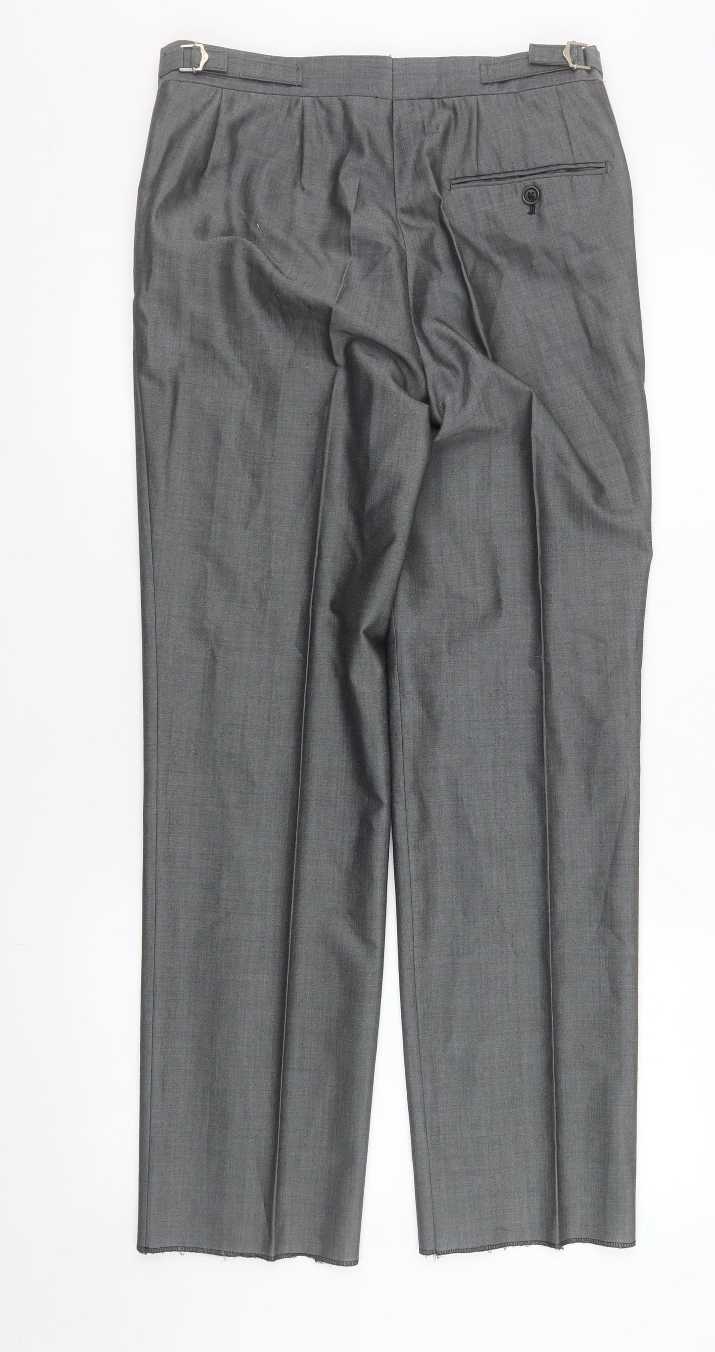 Torre Men's Grey 30S Pleated Dress Pants Wool Blend Formal Trousers