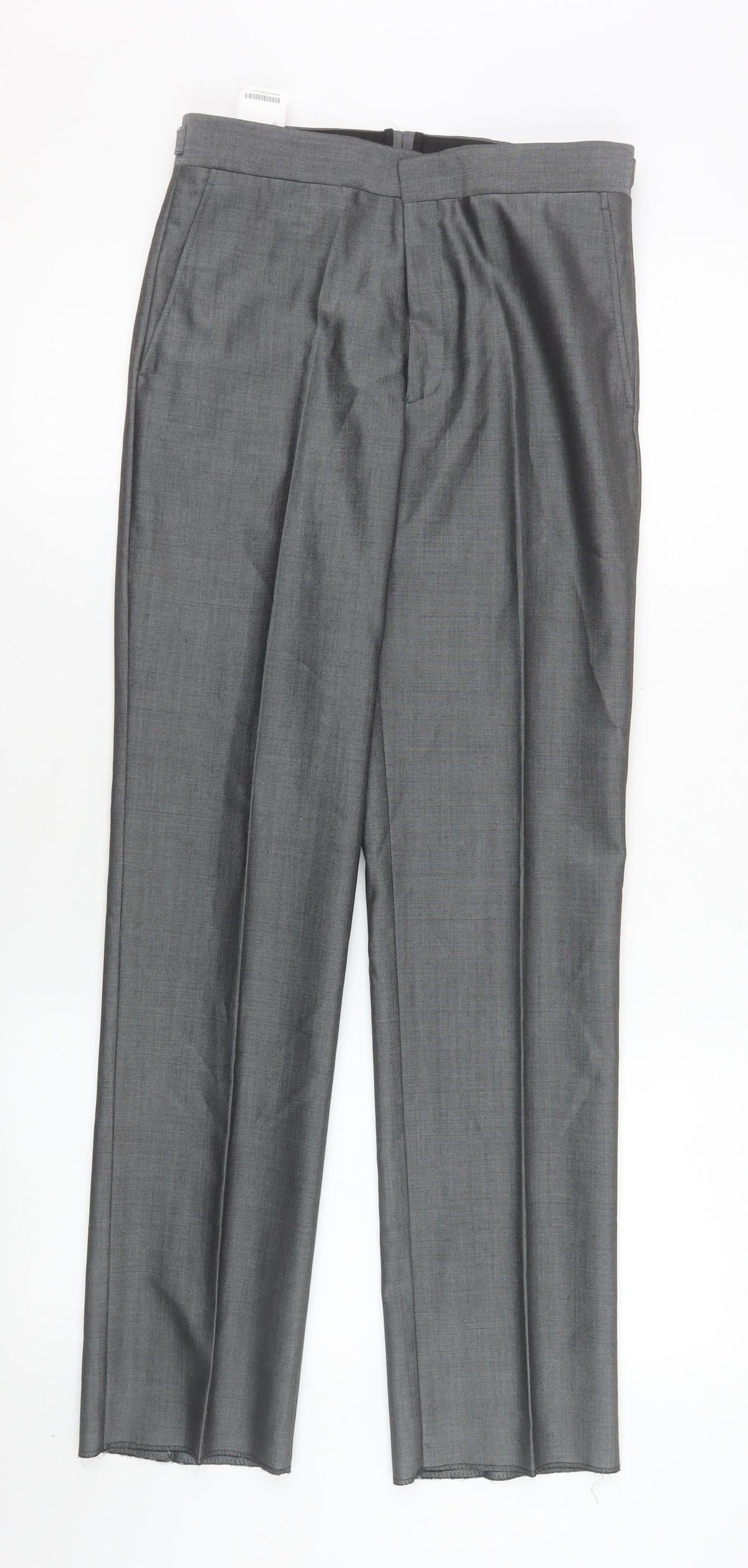 Torre Boys Grey Formal Wool Blend Dress Trousers 28R Belted Smart Pants