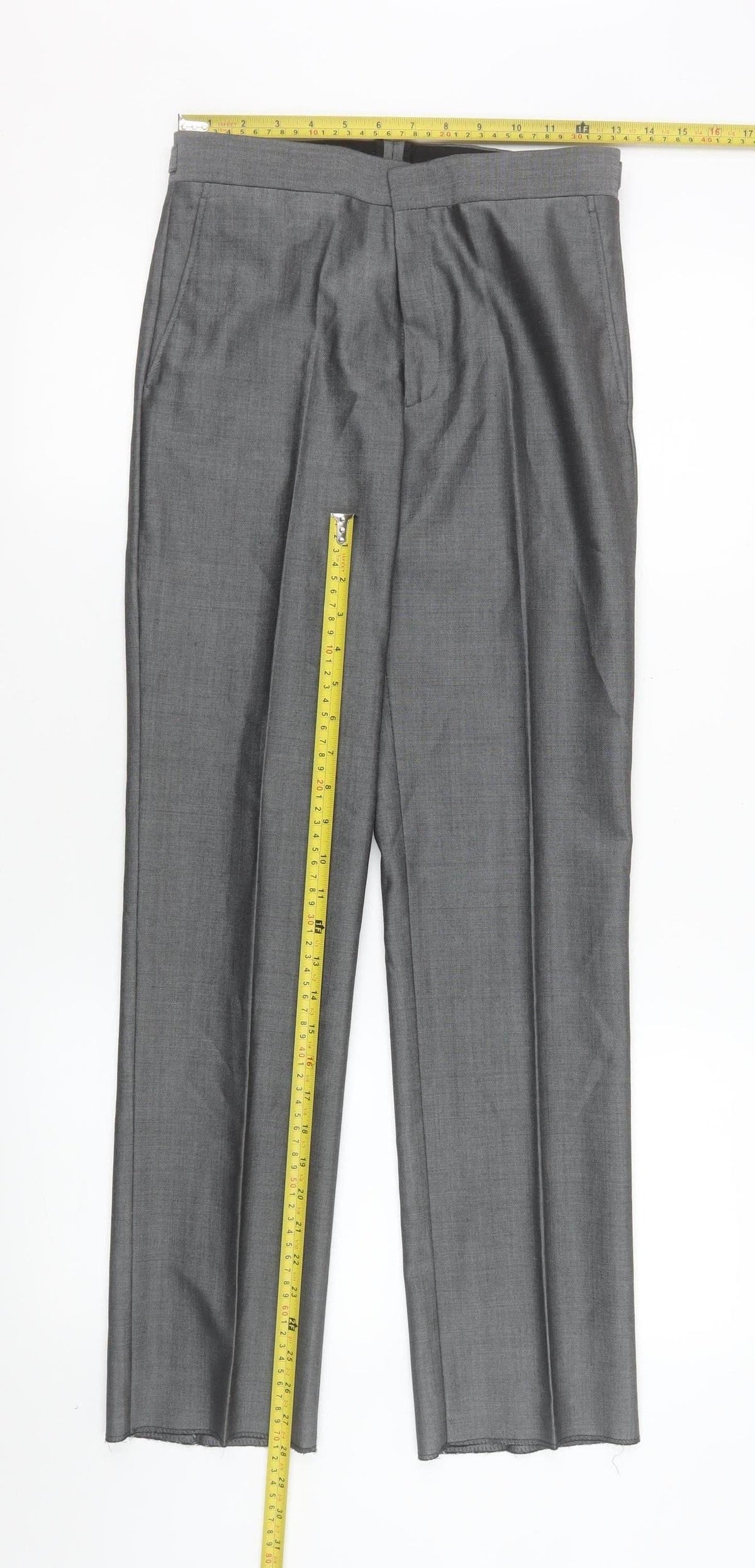 Torre Boys Grey Formal Wool Blend Dress Trousers 28R Belted Smart Pants