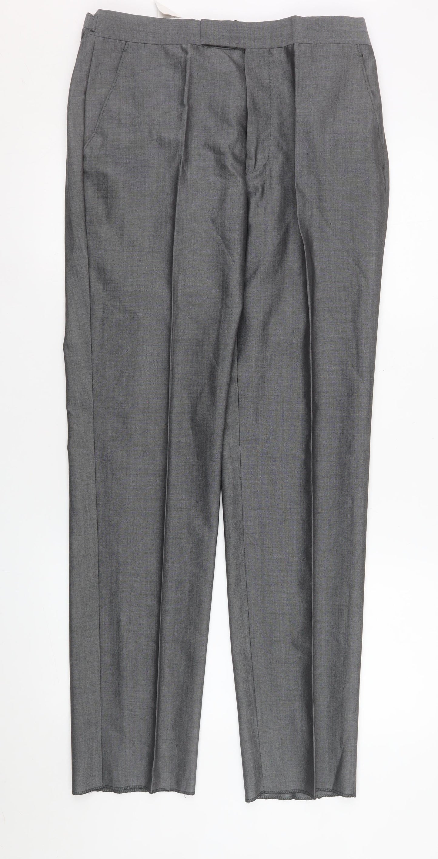 Torre Cerimonia Men's Grey 32R Pleated Wool Blend Dress Trousers