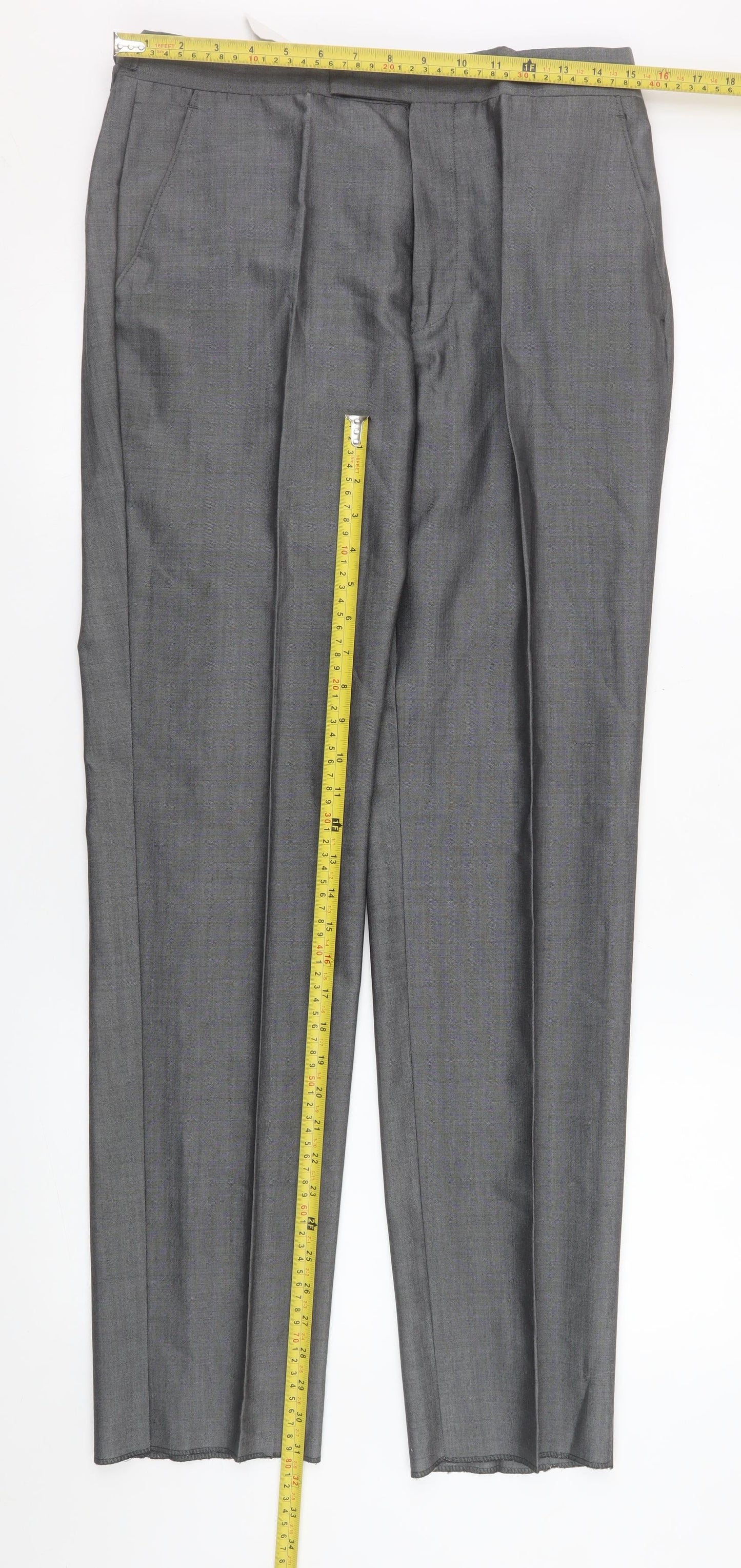 Torre Cerimonia Men's Grey 32R Pleated Wool Blend Dress Trousers