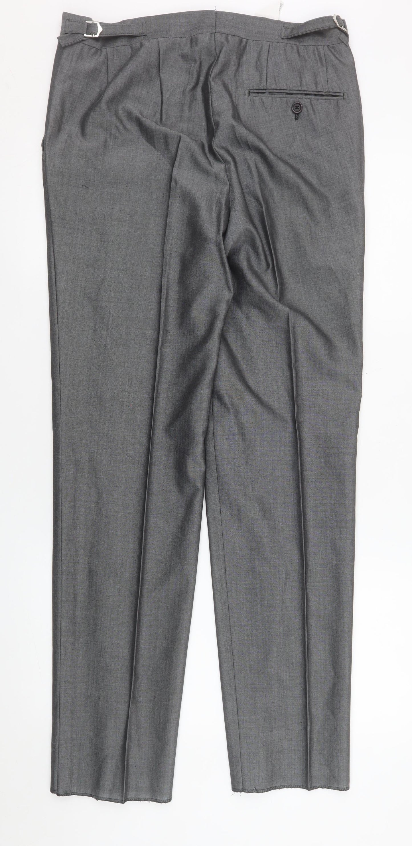 Torre Cerimonia Men's Grey 32R Pleated Wool Blend Dress Trousers