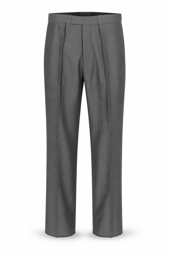 Torre Men's Grey Formal Dress Trousers 32S Classic Fit Wool Blend
