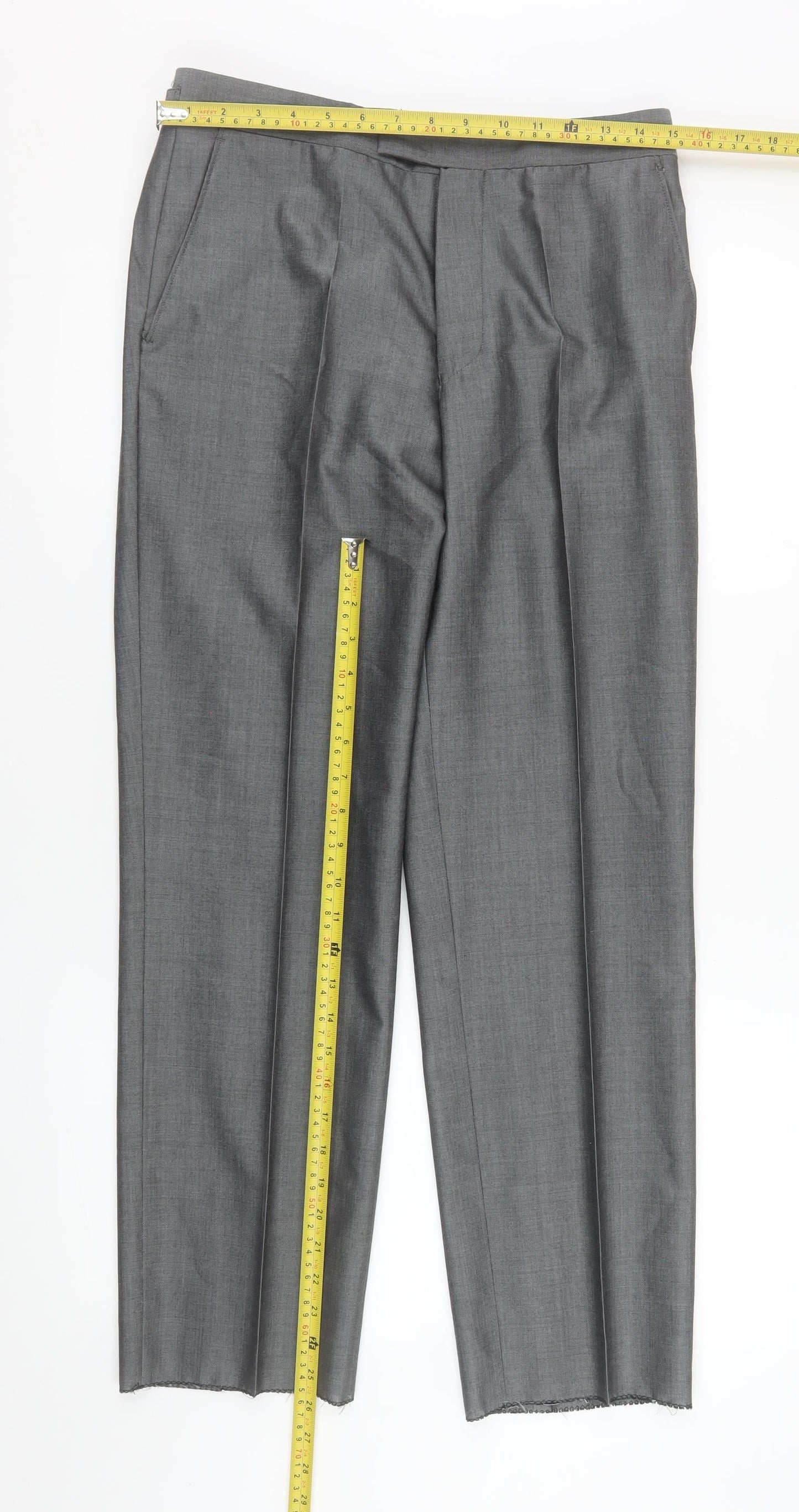 Torre Cerimonia Men's Grey Dress Trousers Size 30R Wool Mohair Blend
