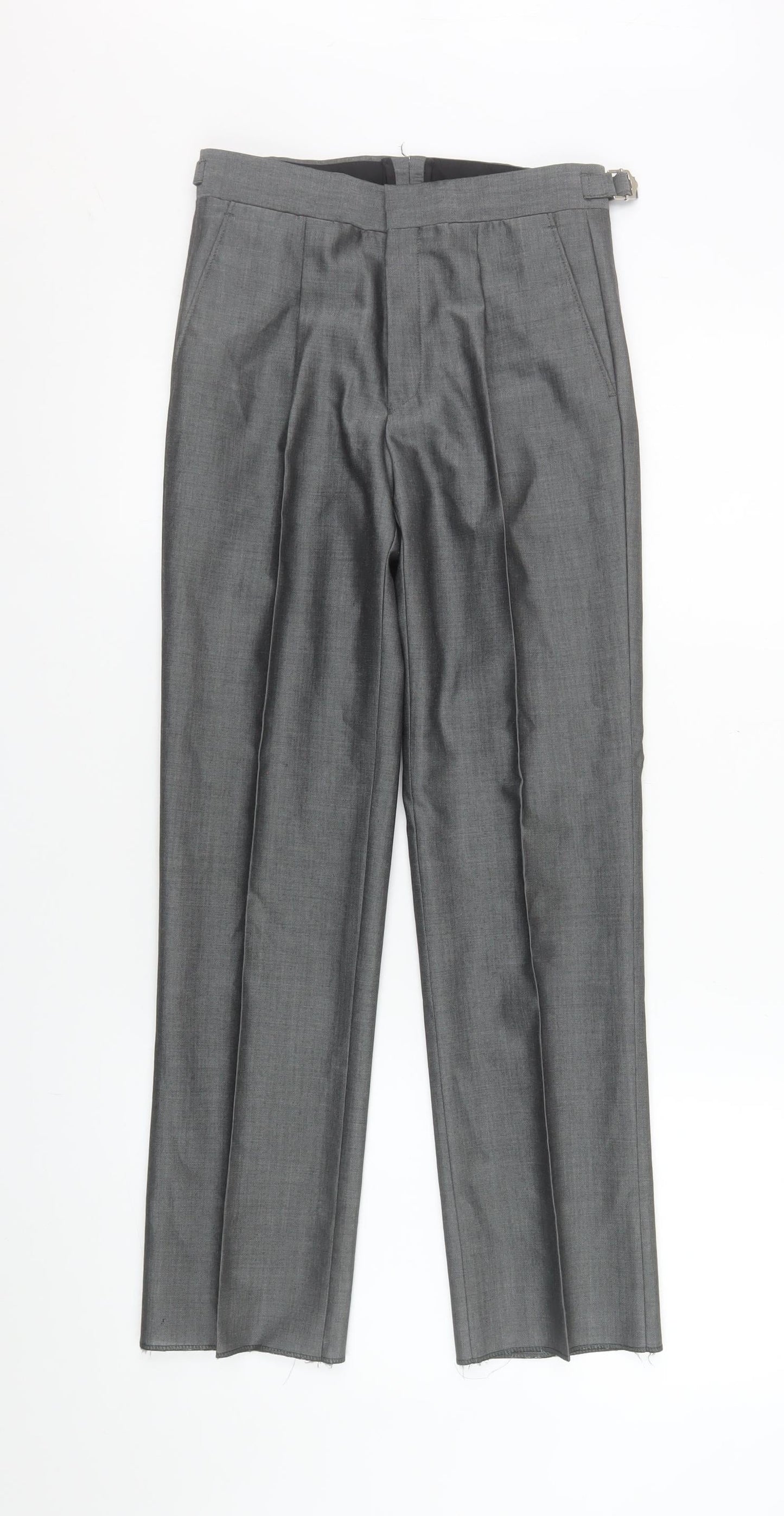 Torre Cerimonia Men's Grey Wool Mohair Dress Pants 26R Adjustable Waist