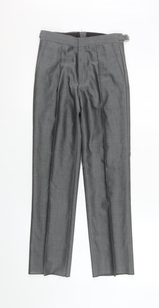 Torre Cerimonia Men's Grey Wool Mohair Dress Pants 26R Adjustable Waist