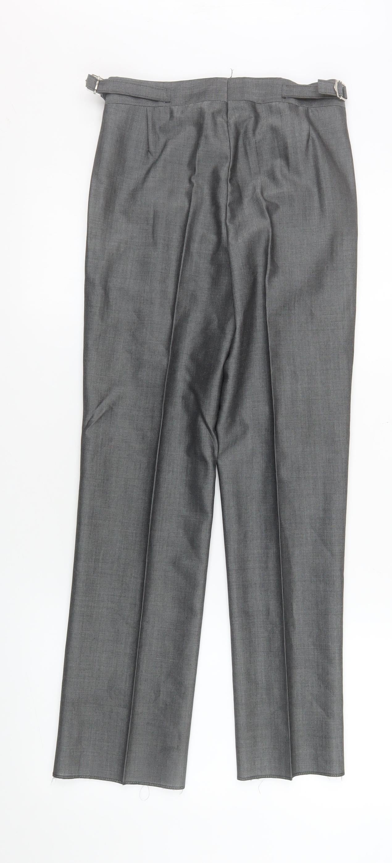 Torre Cerimonia Men's Grey Wool Mohair Dress Pants 26R Adjustable Waist