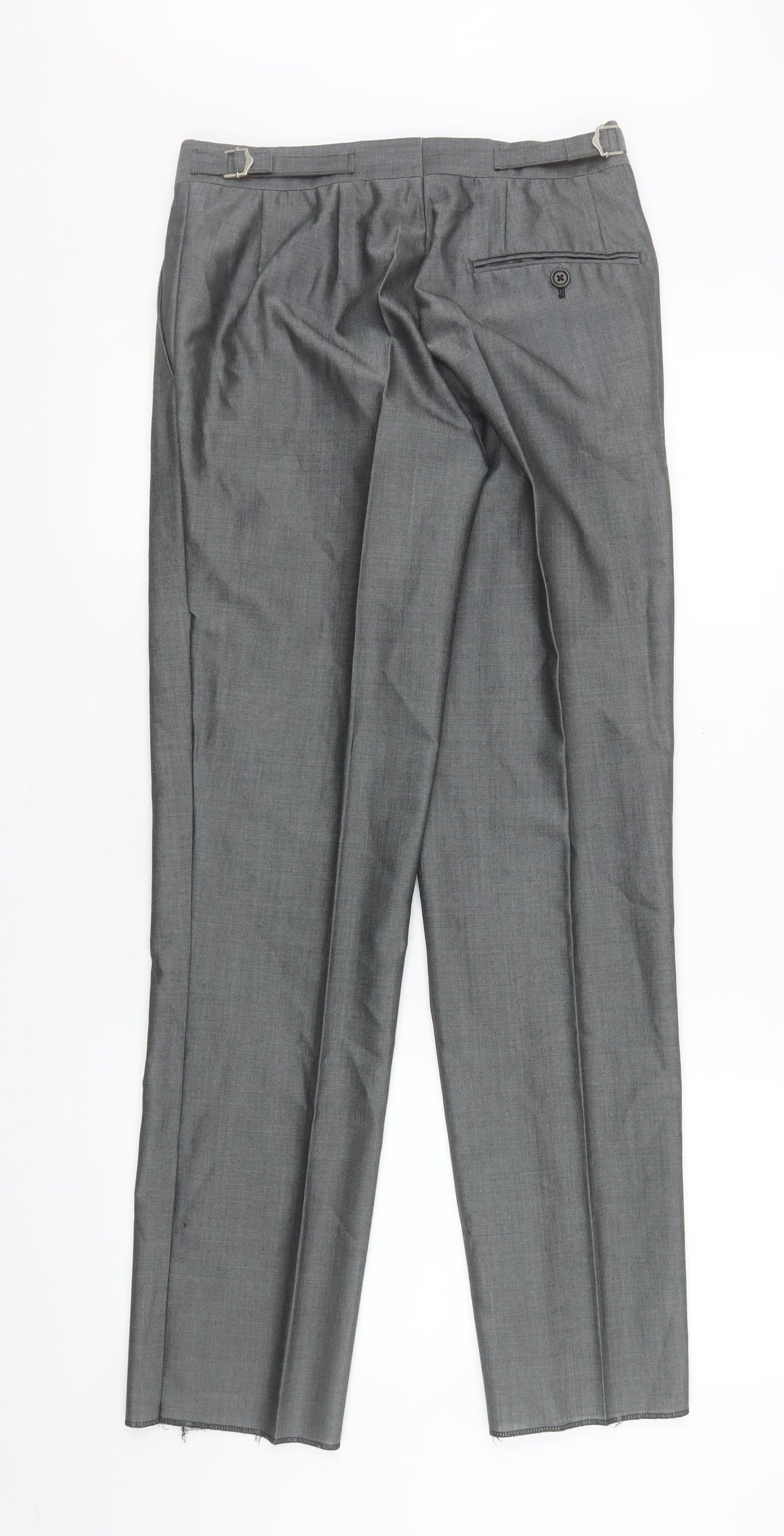 Torre Men’s Grey Slim Fit Wool Blend Dress Trousers 28S