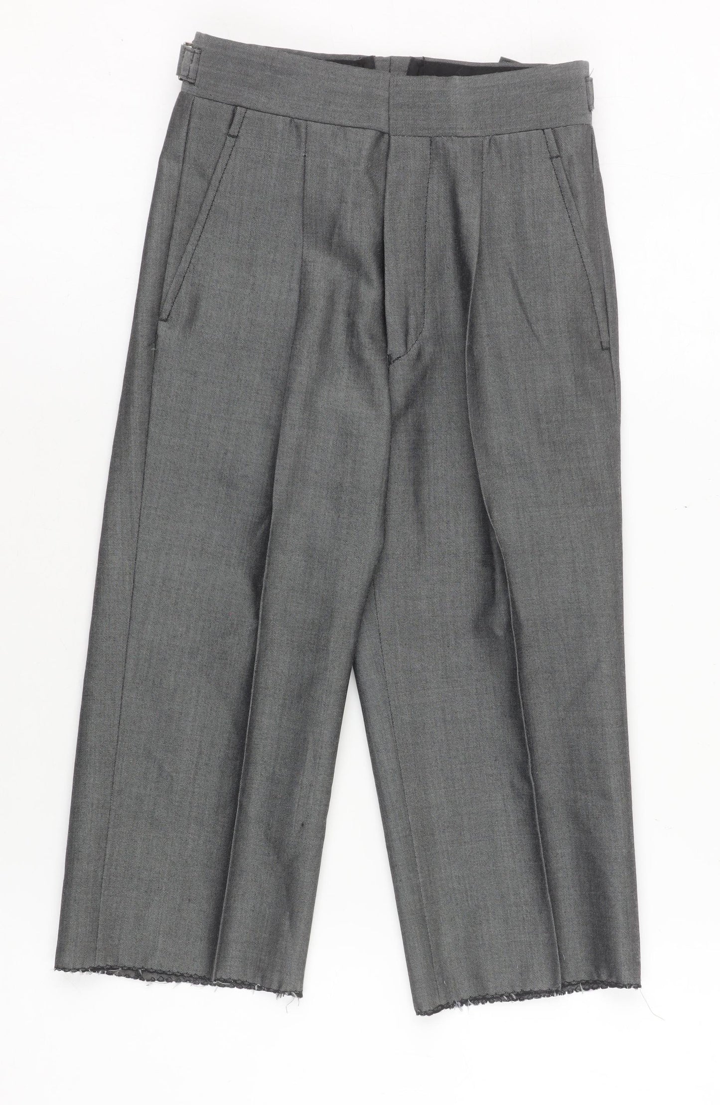 Torre Boys Grey Dress Pants 20R Wool Blend Formal Trousers with Belted Waist