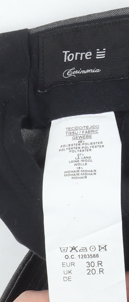 Torre Boys Grey Dress Pants 20R Wool Blend Formal Trousers with Belted Waist