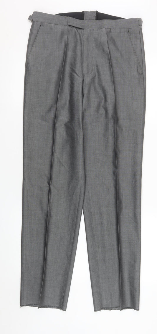Torre Cerimonia Men's Grey 32R Wool Blend Pleated Dress Trousers