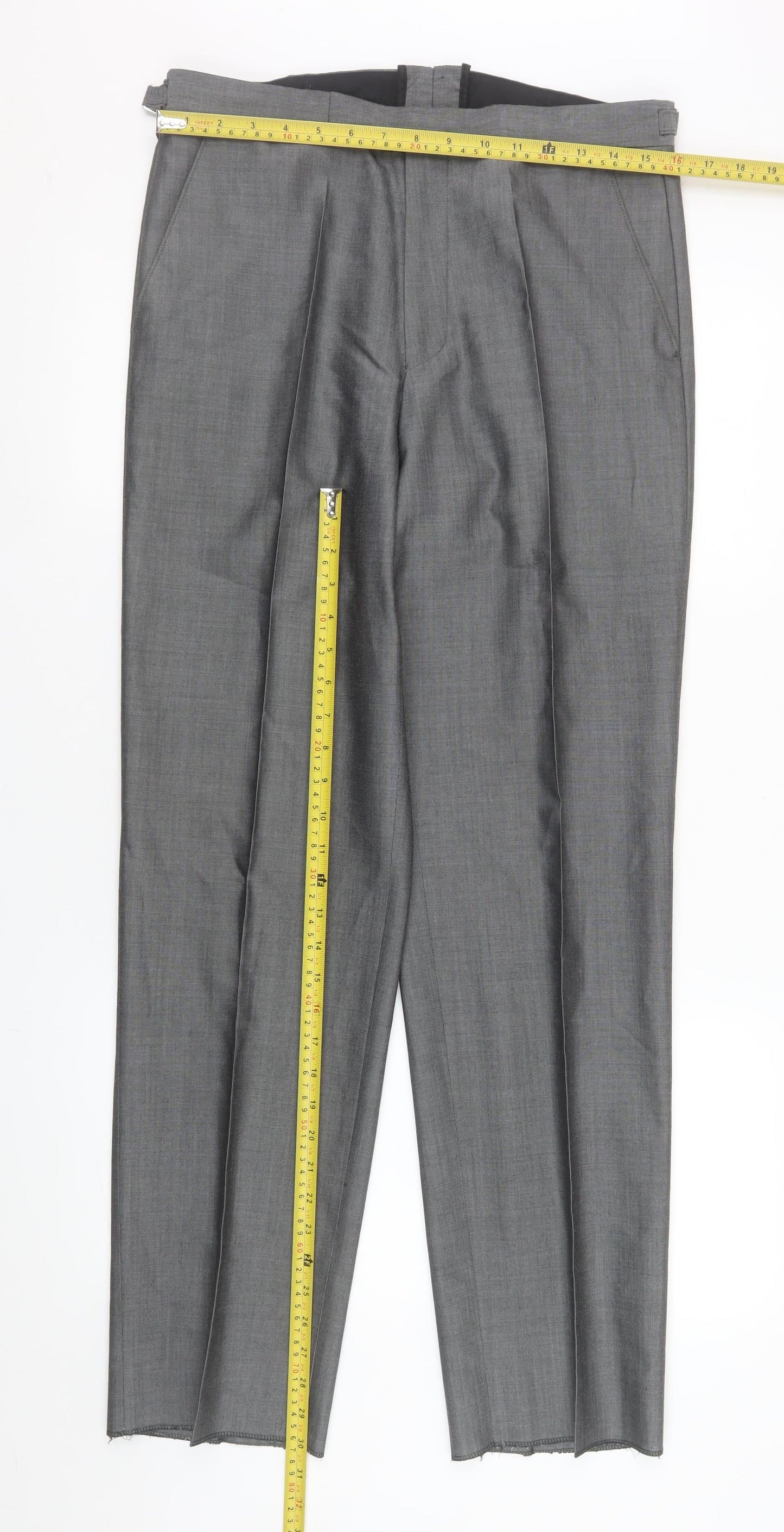 Torre Cerimonia Men's Grey 32R Wool Blend Pleated Dress Trousers