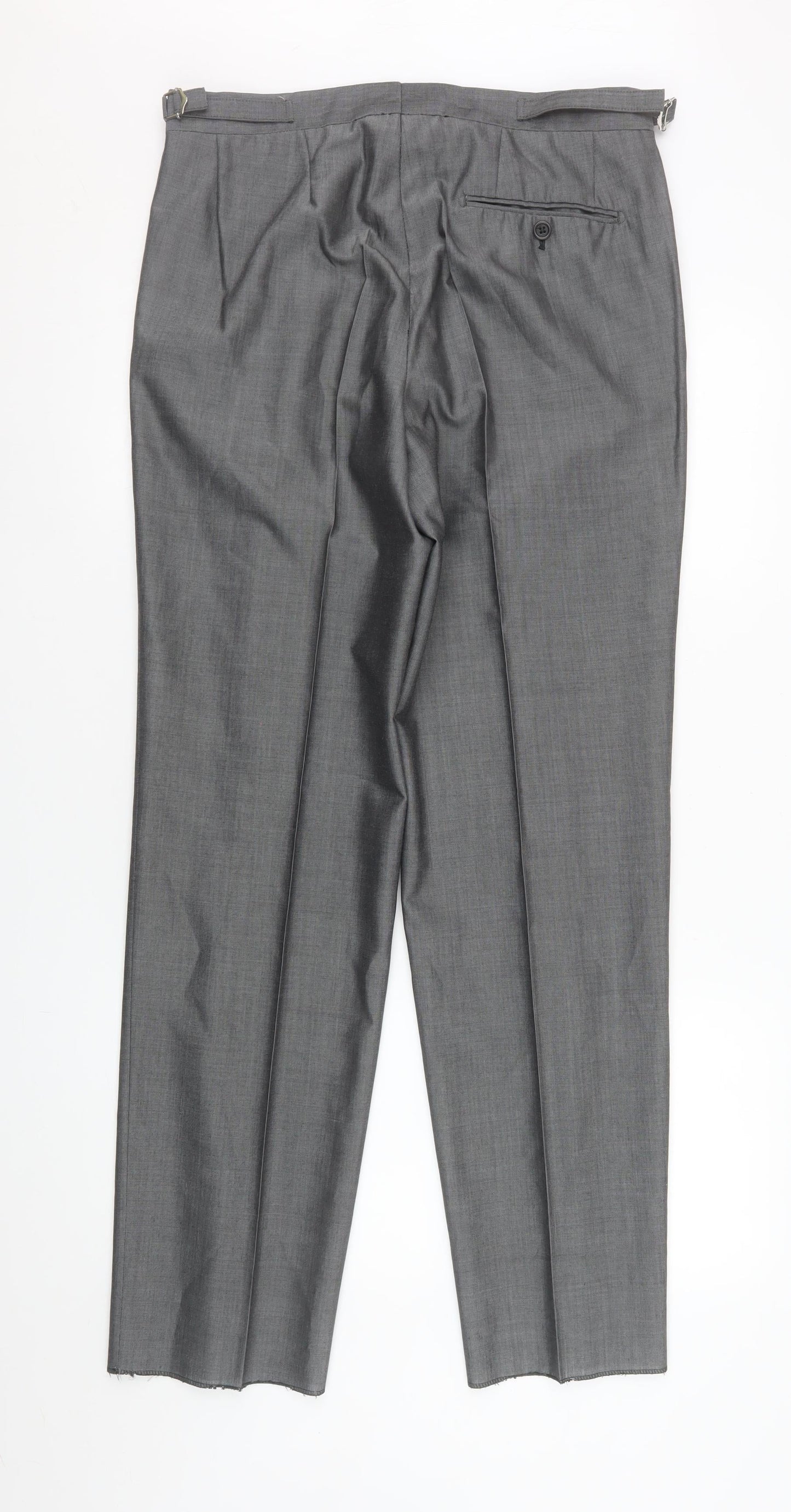 Torre Cerimonia Men's Grey 32R Wool Blend Pleated Dress Trousers