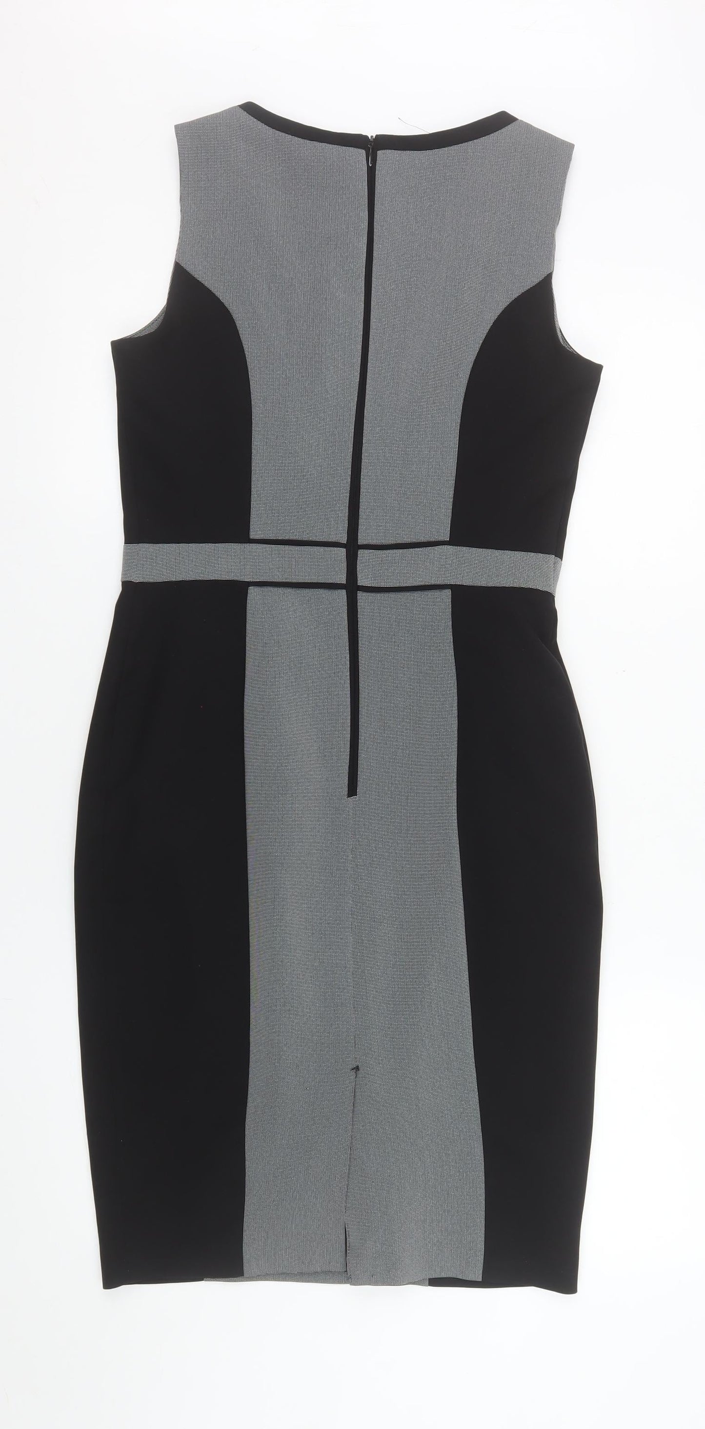 F&F Women Grey Black Sheath Knee Length Dress Size 10