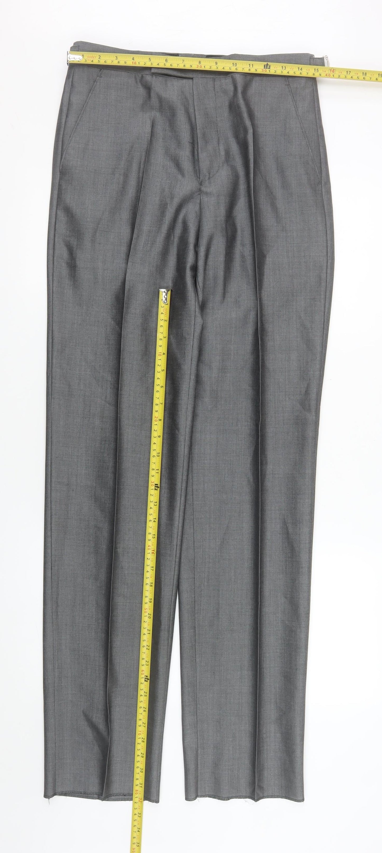Torre Men’s Grey XL Wool Blend Formal Dress Trousers