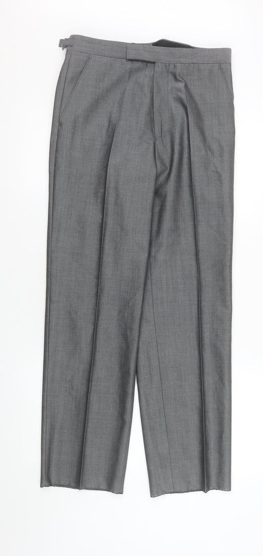 Torre Cerimonia Men's Grey Wool Blend Dress Trousers 30R