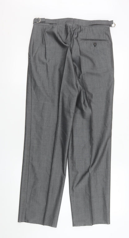 Torre Cerimonia Men's Grey Wool Blend Dress Trousers 30R