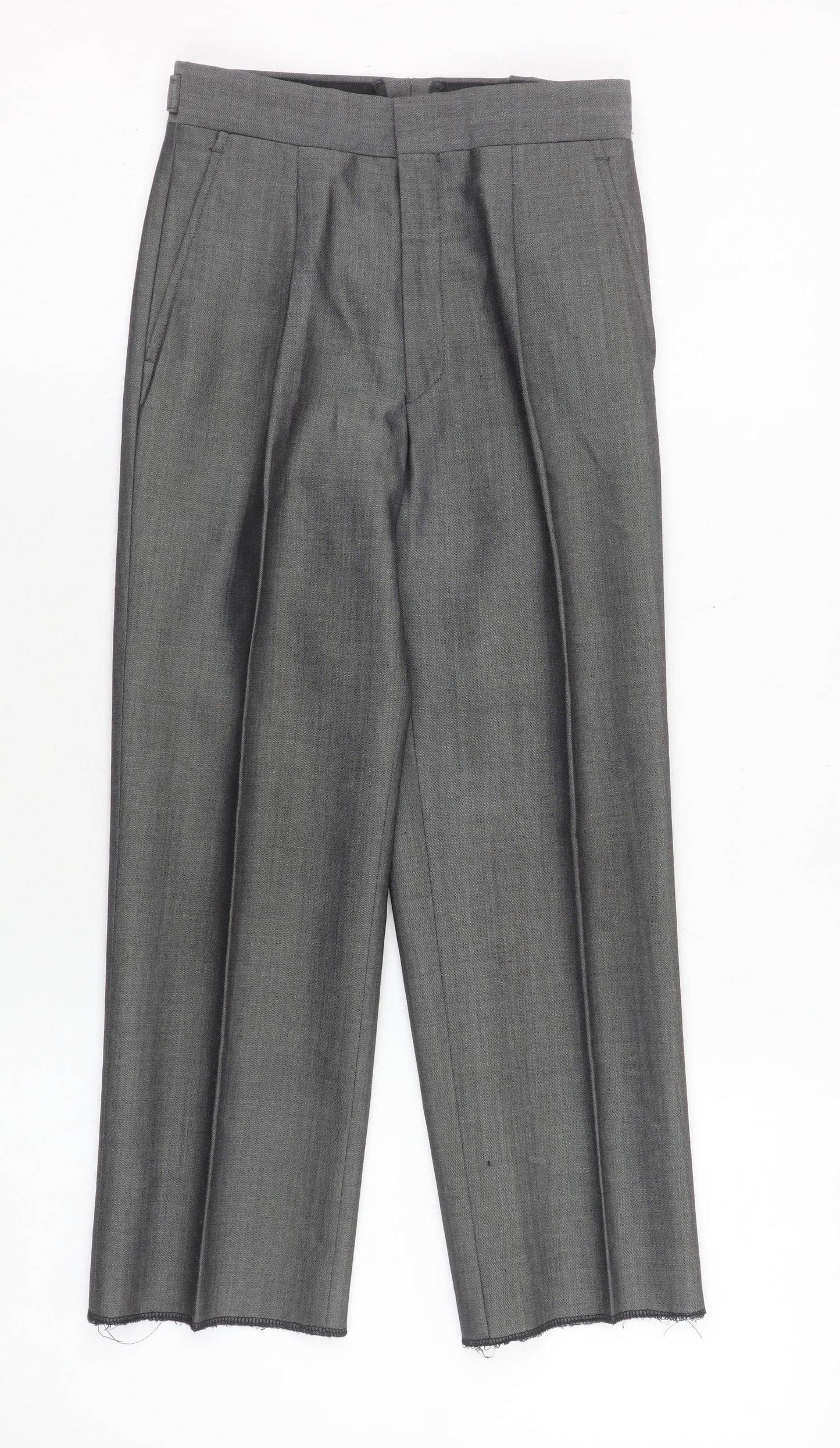 Torre Boys Grey 24in Wool Blend Formal Dress Trousers with Adjustable Waist