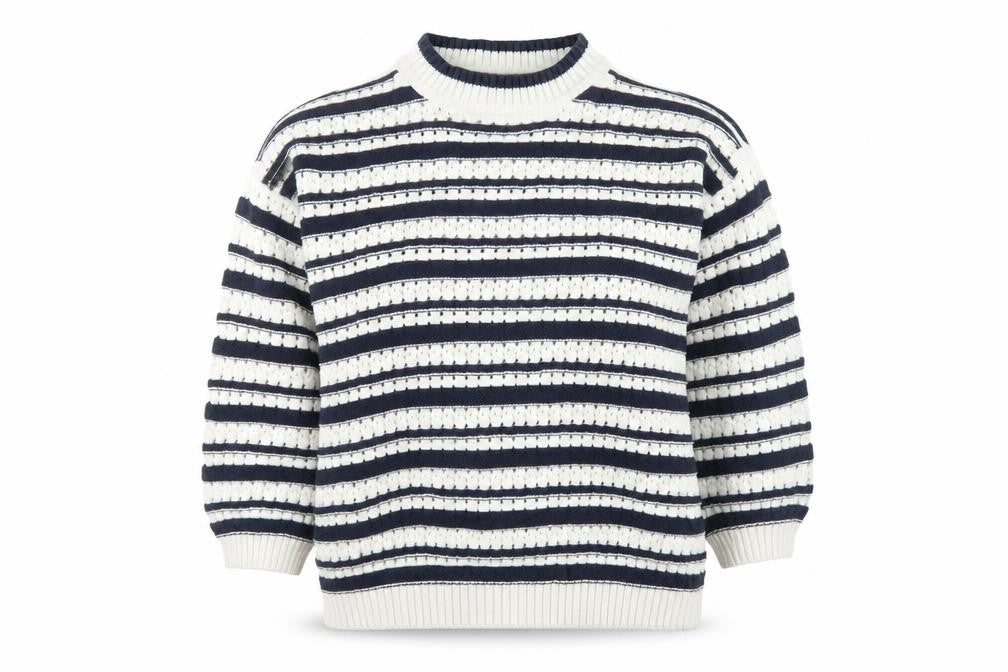 F&F Women’s White Navy Striped Chunky Knit Jumper Size M