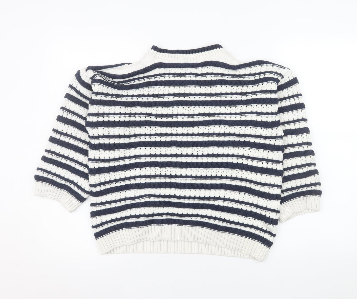 F&F Women’s White Navy Striped Chunky Knit Jumper Size M