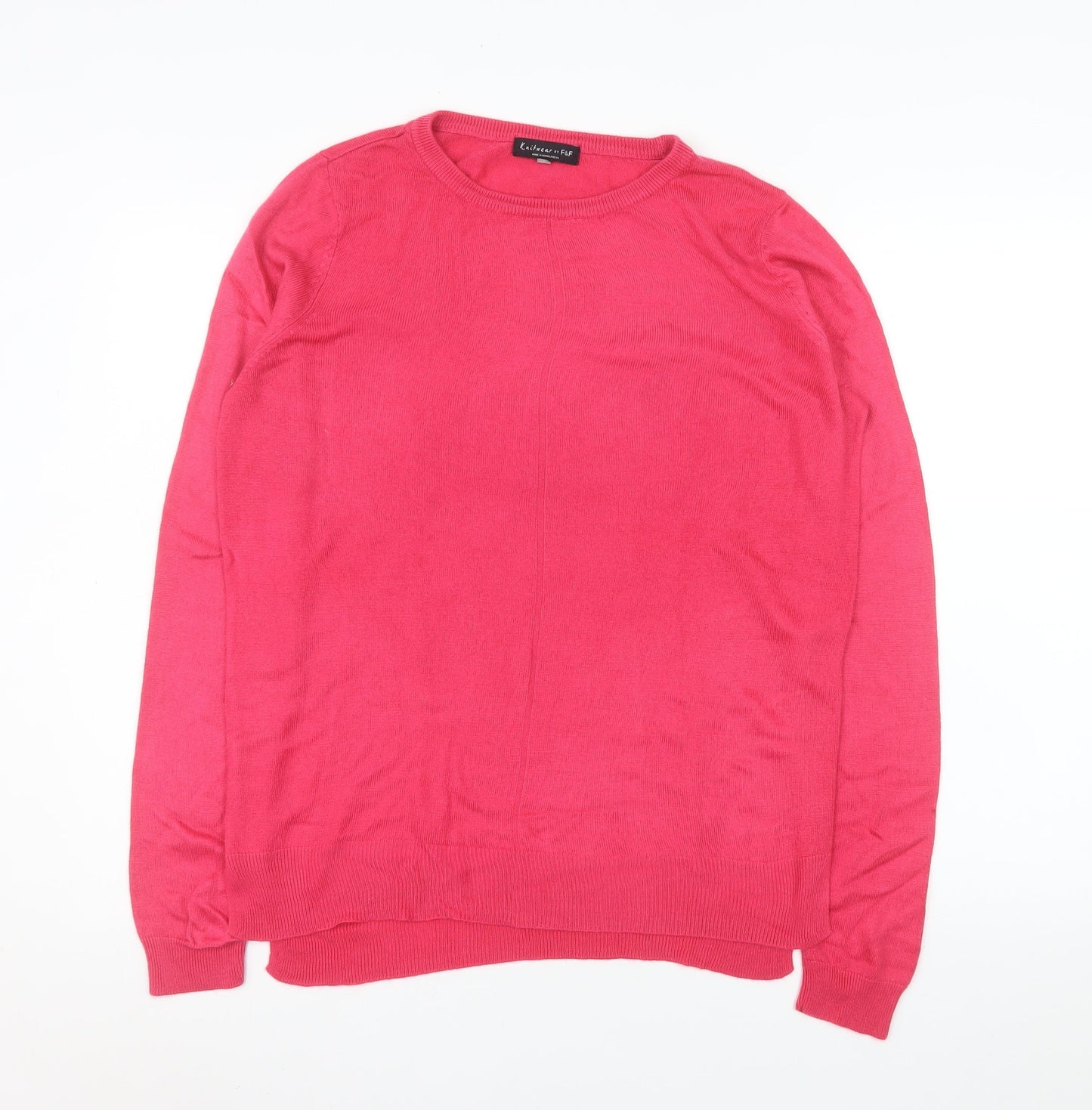 F&F Womens Pink Crew Neck Knit Pullover Jumper Size 10