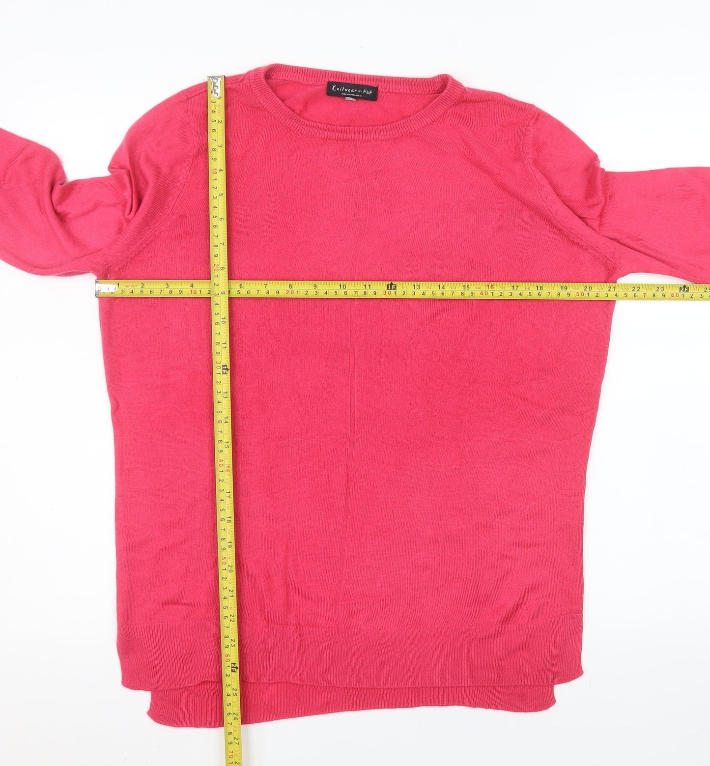 F&F Womens Pink Crew Neck Knit Pullover Jumper Size 10