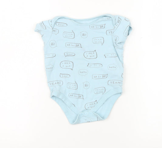 Marks and Spencer Blue Unisex 18-24 Months Short Sleeve Babygrow