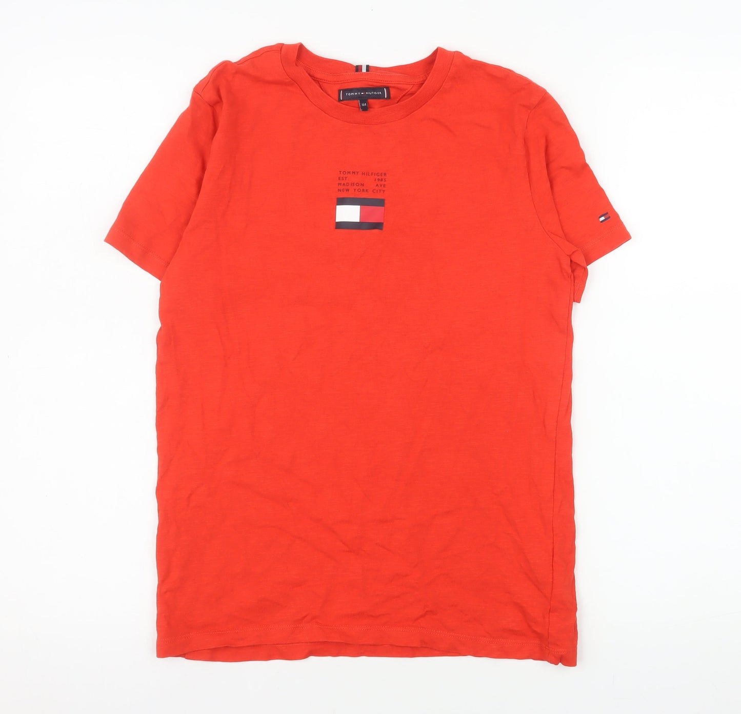 Tommy Hilfiger Men Red Cotton Crew Neck Short Sleeve T-Shirt XS