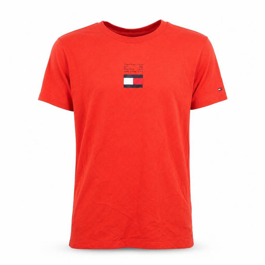 Tommy Hilfiger Men Red Cotton Crew Neck Short Sleeve T-Shirt XS
