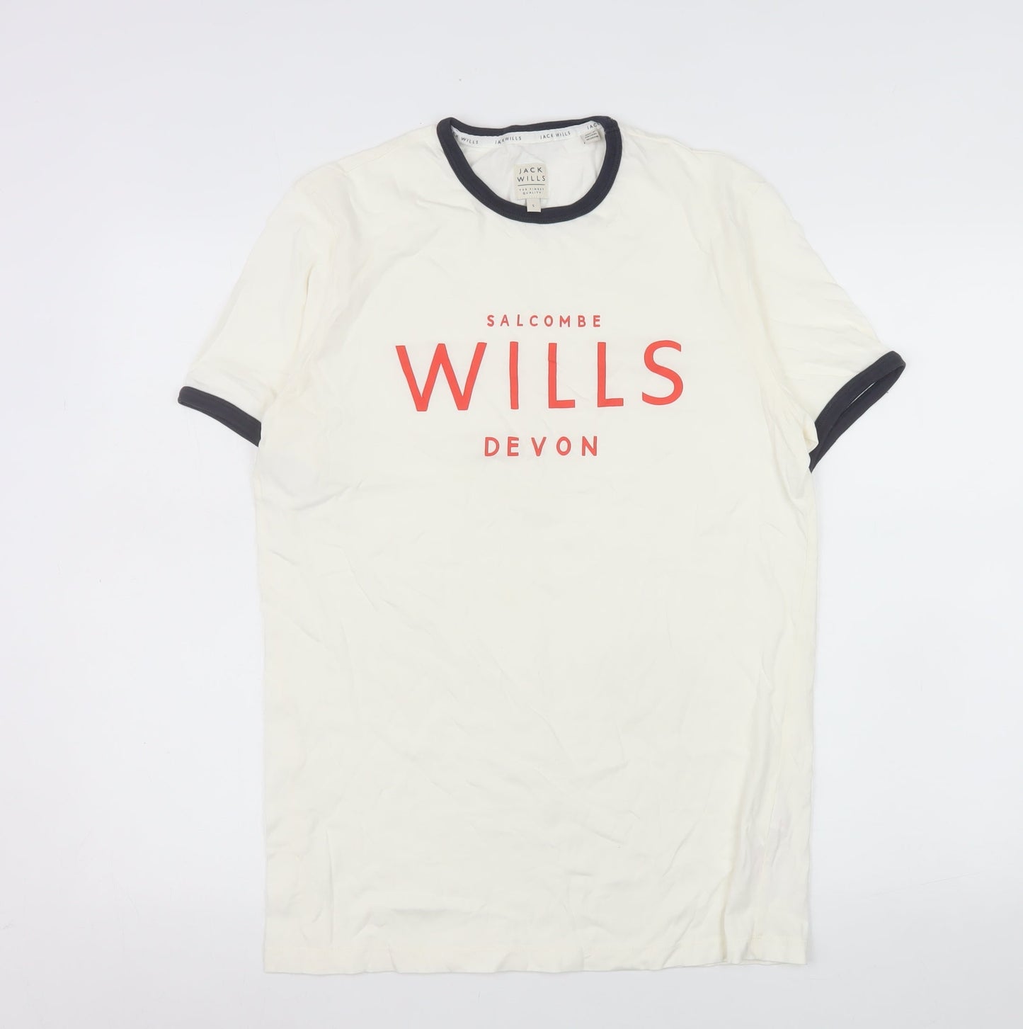 Jack Wills Men's White Graphic Crew Neck T-Shirt Size S