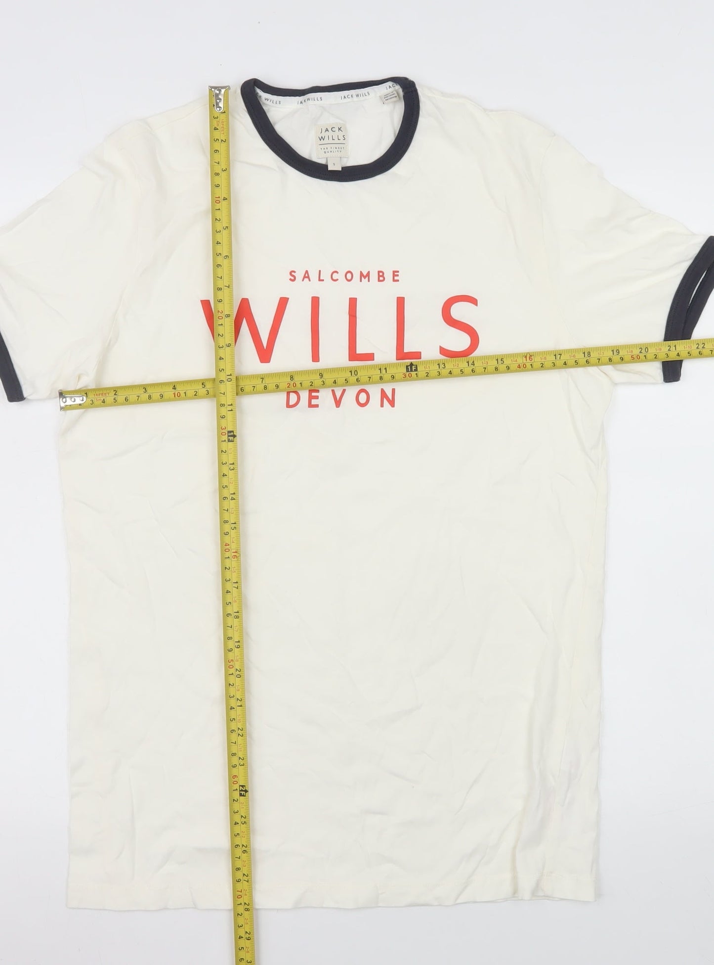 Jack Wills Men's White Graphic Crew Neck T-Shirt Size S