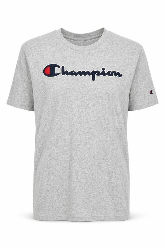 Champion Men's Grey Short Sleeve Crew Neck Logo T-Shirt Size S