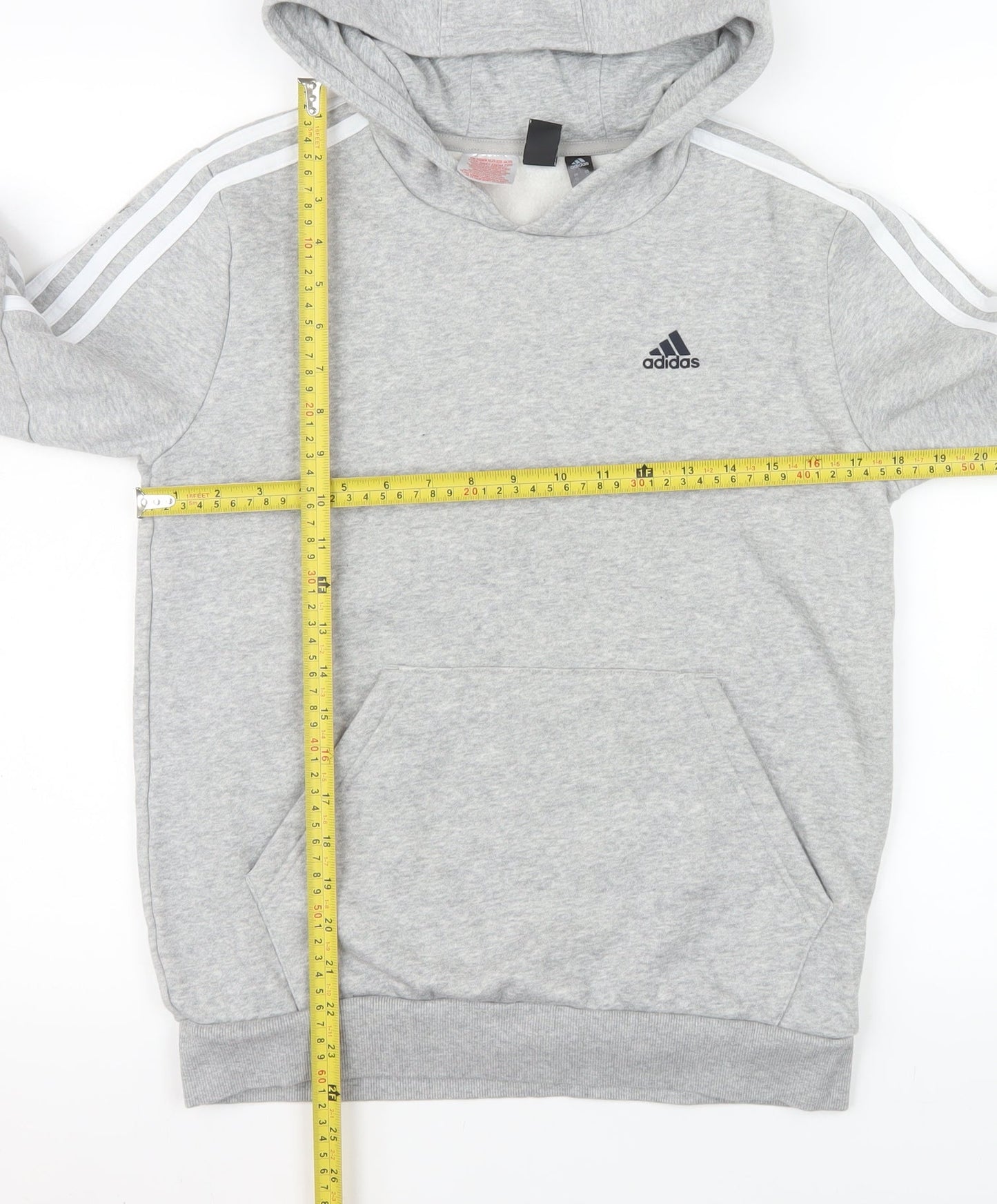 Adidas Girls Grey 13-14 Years Pullover Hoodie Fleece Sweatshirt