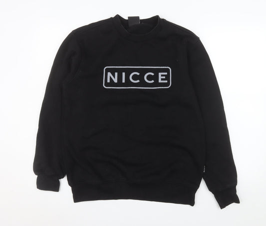 NICCE Men's Black Small Pullover Crew Neck Logo Sweatshirt