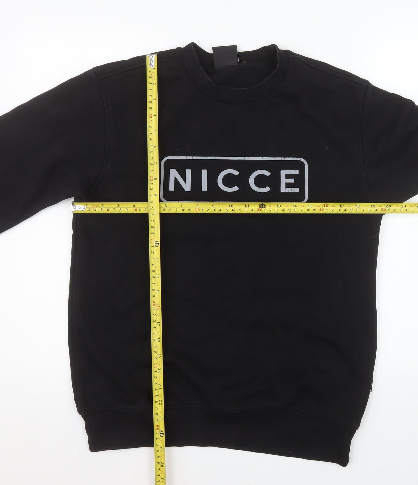 NICCE Men's Black Small Pullover Crew Neck Logo Sweatshirt