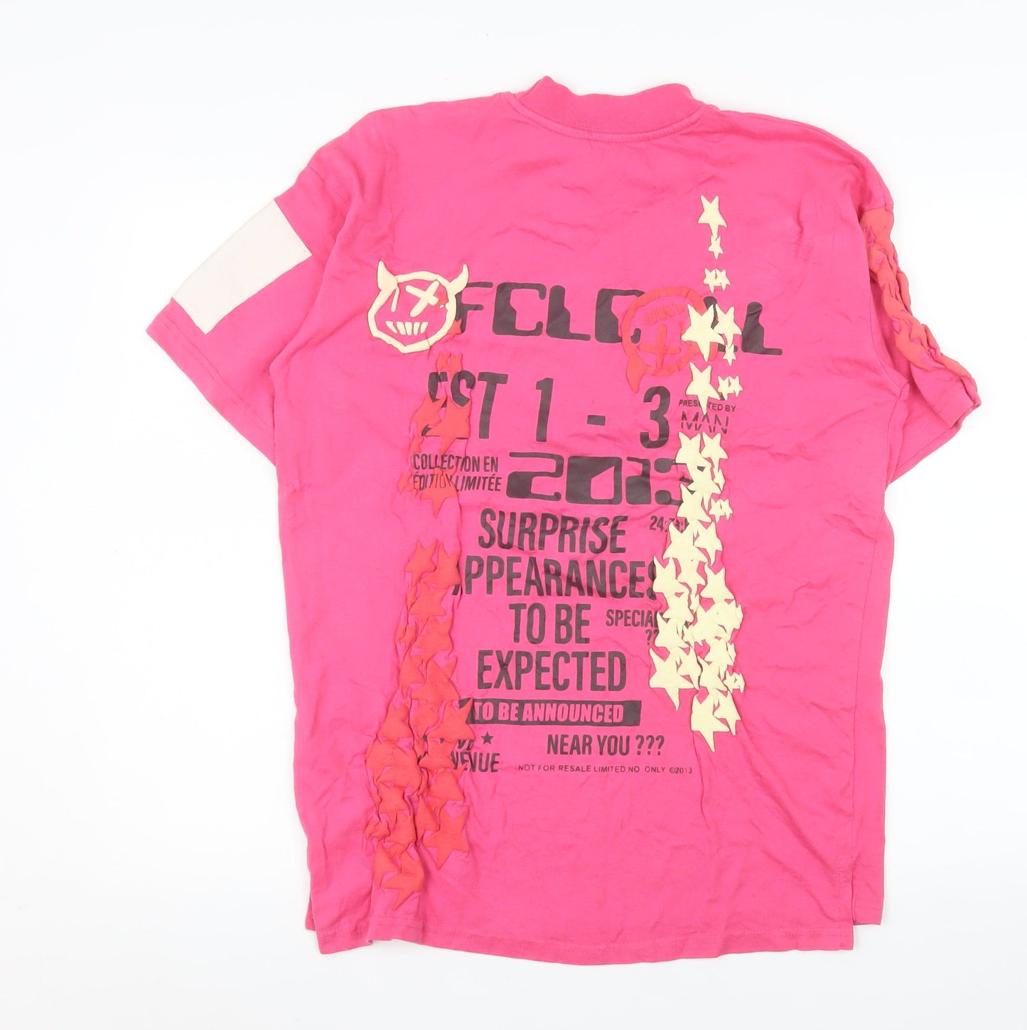 boohooMAN Men’s Pink Graphic Print Crew Neck Cotton T-Shirt XS